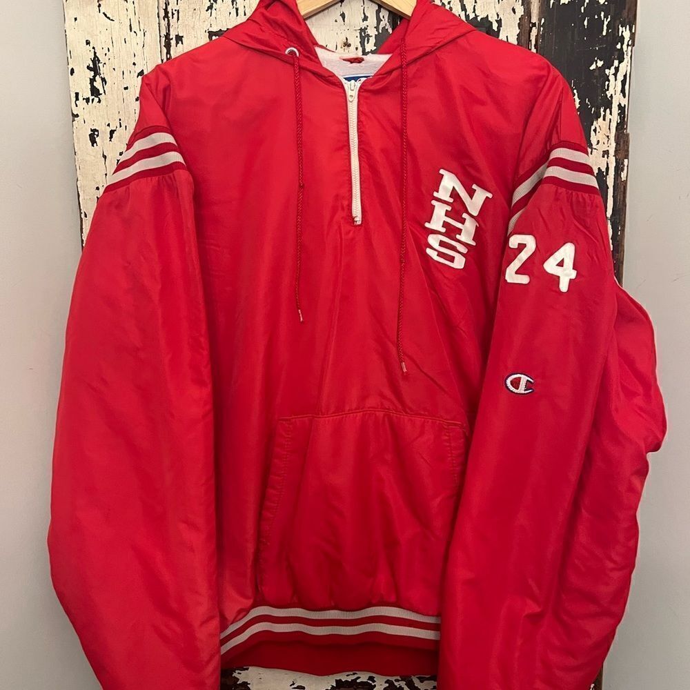 Men’s Champion vintage athletic Nylon hoodie sports jacket. NHS Bears.  24. XL